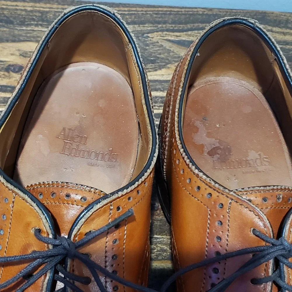 Allen Edmonds Oxford Mens 9.5 E Sanford Brown Fair Cap Toe Brogue Dress Shoes